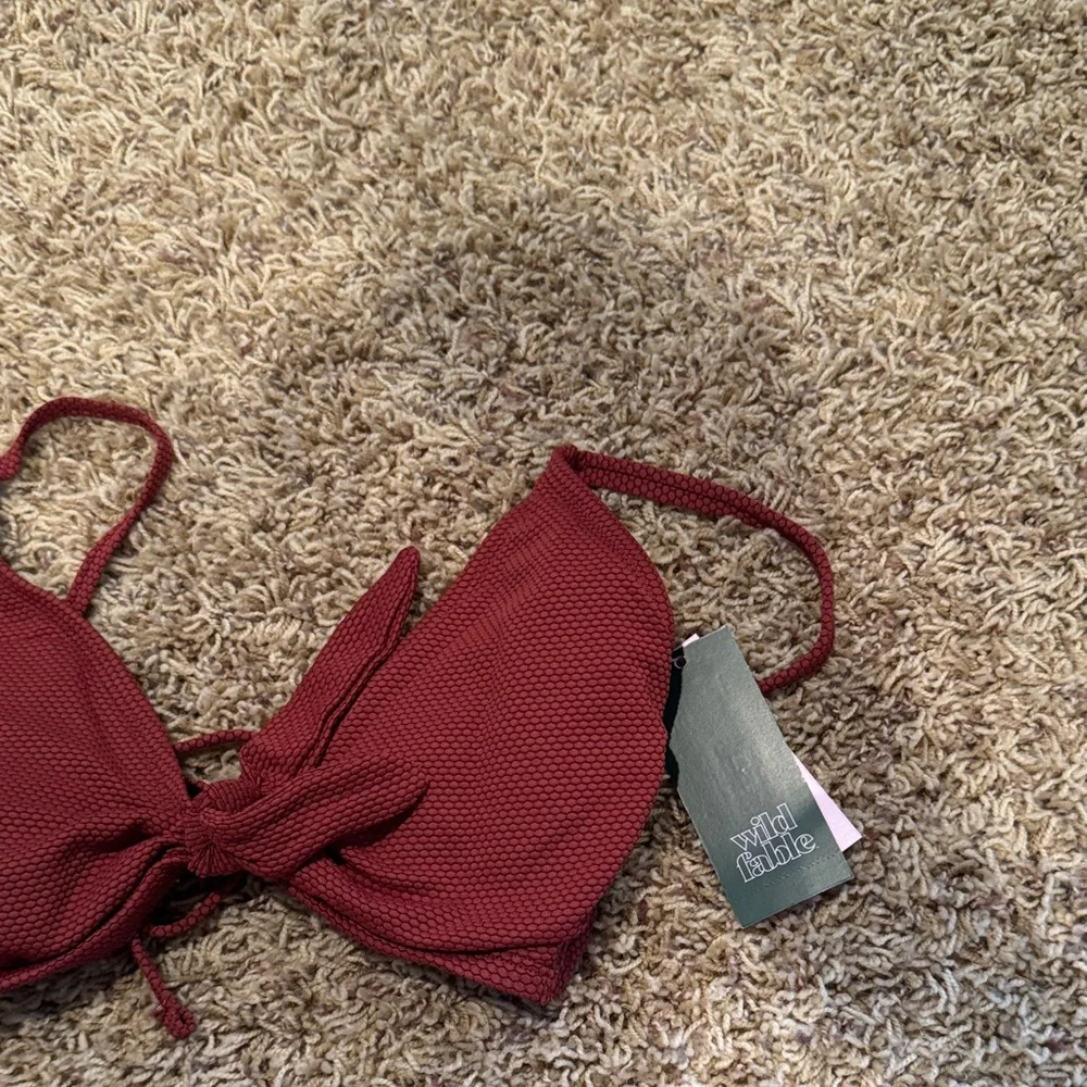 Redish Brown Textured Bikini Top